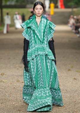 Erdem feliciana gown sleeveless with collar stand. peplum detail green Size 12